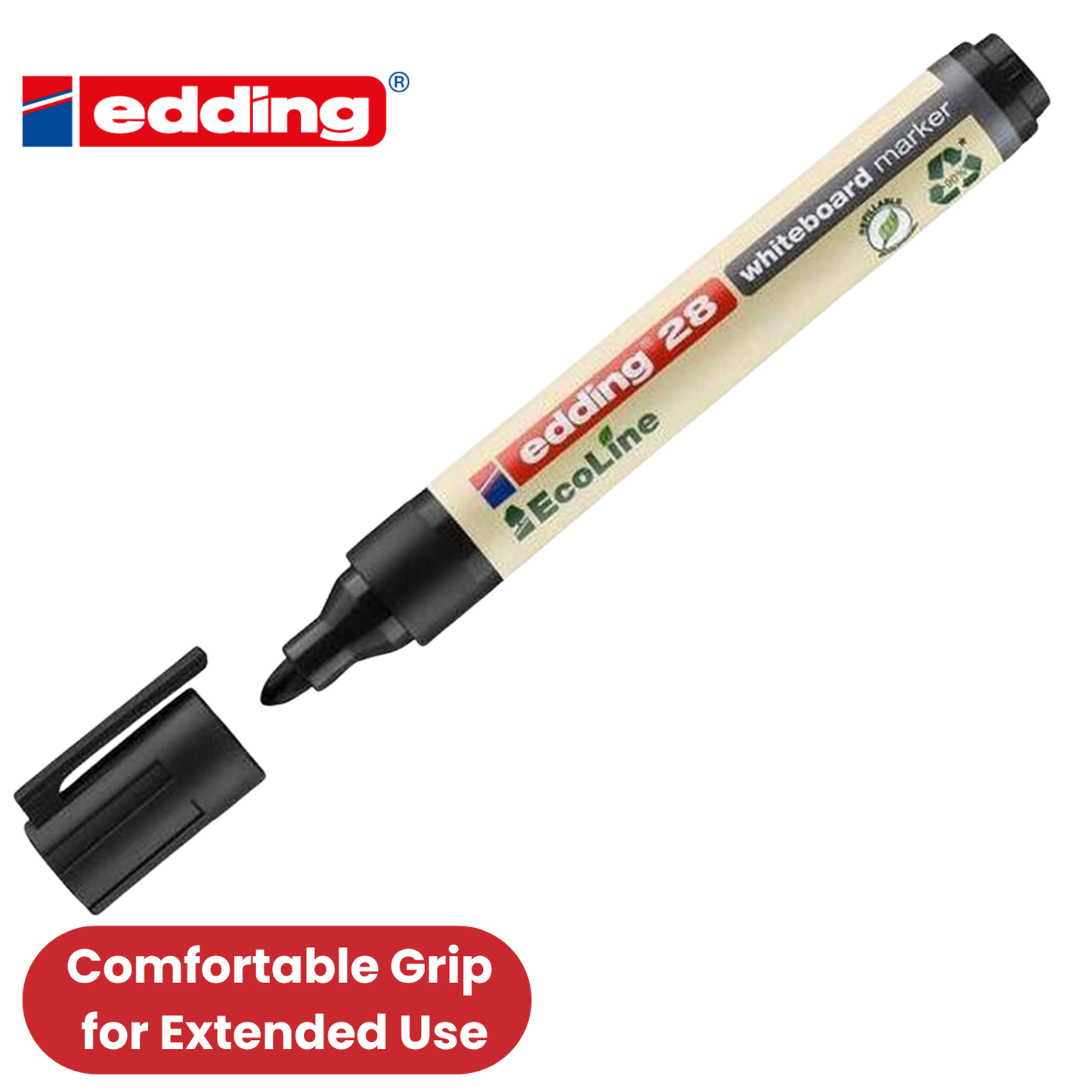 edding 28 Ecoline whiteboard marker - black - box of 10 whiteboard pens 2-36