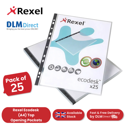 Rexel Ecodesk A4 Top Opening Pockets, Recyclable and Eco-Friendly Pockets x25