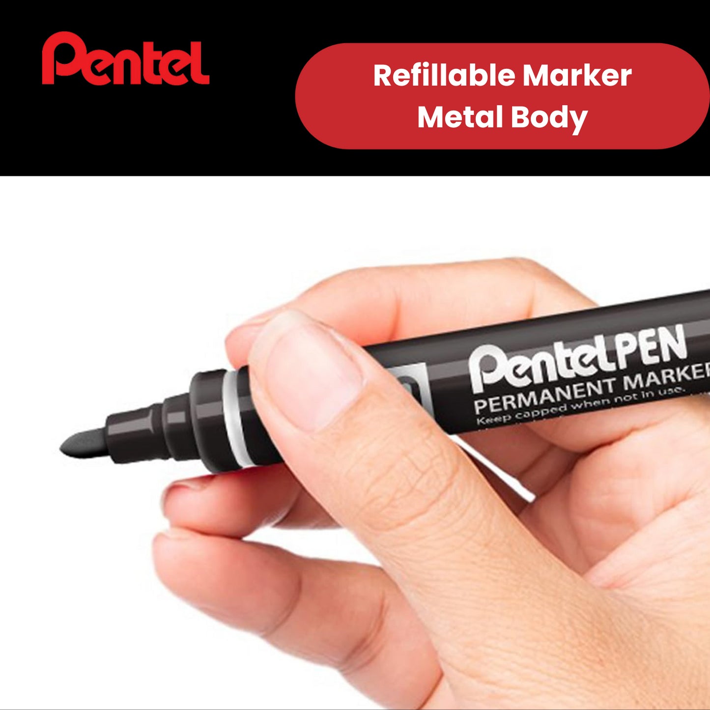 Pentel N50 Permanent Marker Bullet Tip 1.5-2mm Line Black Ref N50-A - 1 to 24