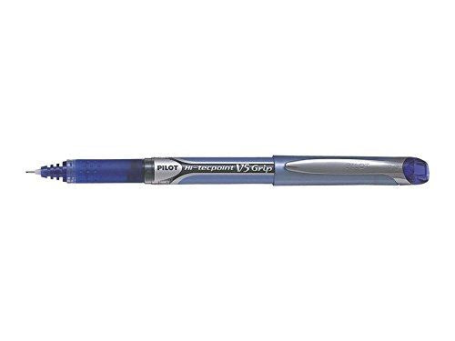 Pilot V5 Rollerball Pen Rubber Grip Needle Point 0.5mm Blue- Pack of 12