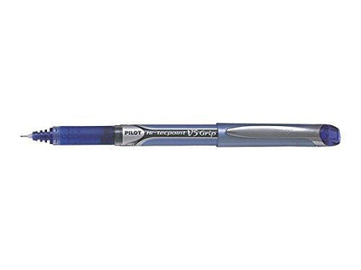 Pilot V5 Rollerball Pen Rubber Grip Needle Point 0.5mm Blue- Pack of 12