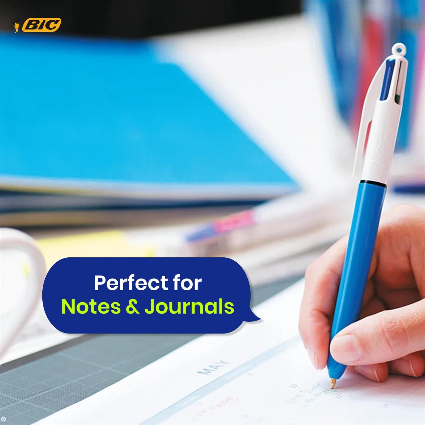 BIC 4 Colours Original & Shine Pens Pack of 4 with Multi-Ink Colours