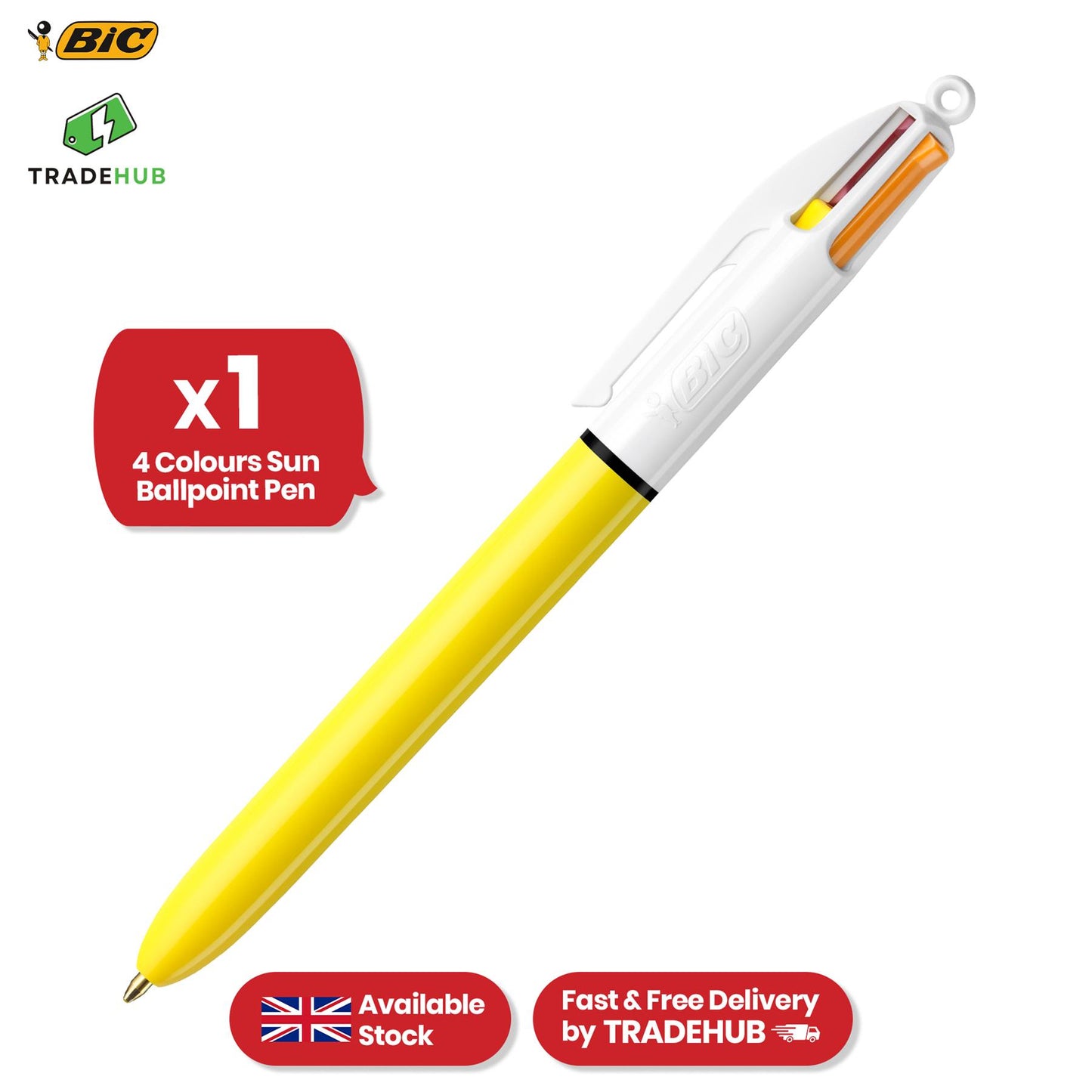 BIC 4-Colour Sun Pen Medium Points for Office & Home