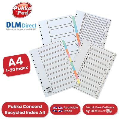 Pukka Concord Recycled Index A4 White 1-20 - 1 to 5 Packs
