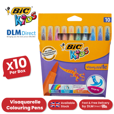 BIC Kids Visaquarelle Colouring Pens - Pack of 10 - 1 to 5 Packs