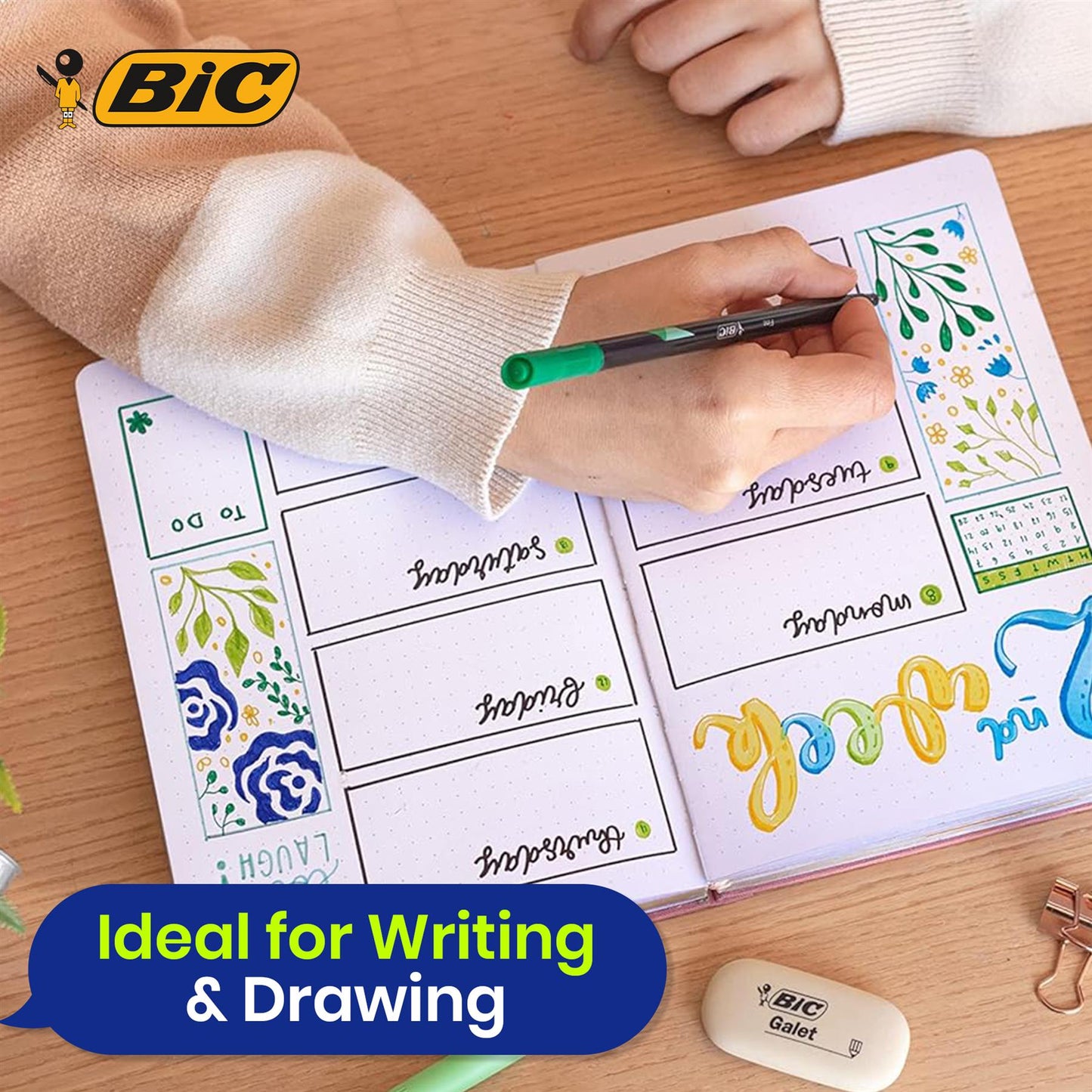 BIC Intensity Fine Felt Tip Pens Fine Point Assorted Colours - Pack of 8