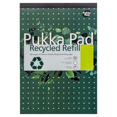 Pukka Pad Recycled Refill Notepad with 100 Pages of 80GSM, Feint Ruled Lines - Single Book