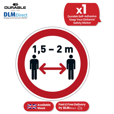 Durable Red Floor Sticker - 43cm Self-Adhesive ‘Keep Your Distance’ 1.5–2m Safety Decal for Shops