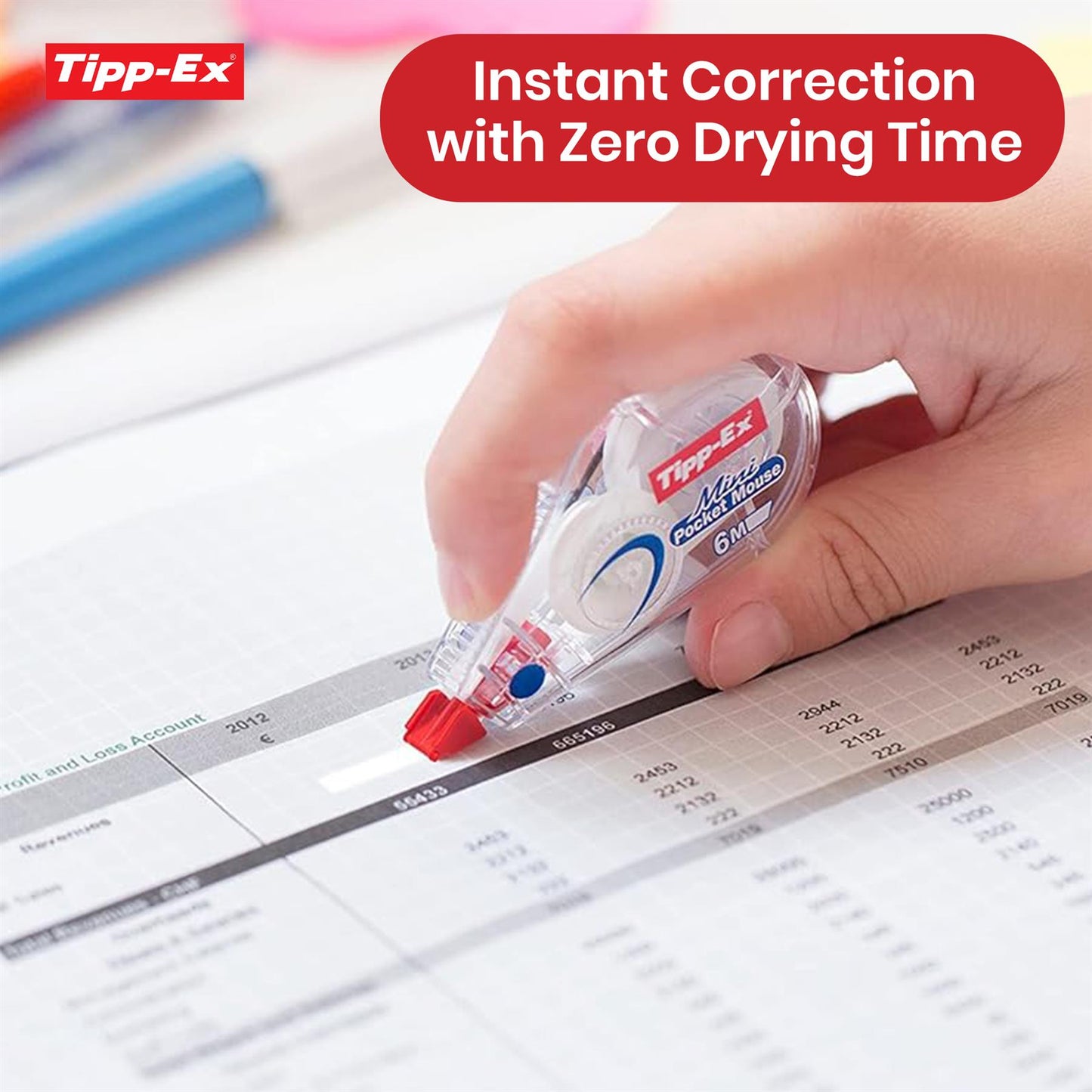 Tipp-Ex Mini Pocket Mouse Correction Tape - 3 Pcs Quick Fix White Correction Roller for Students