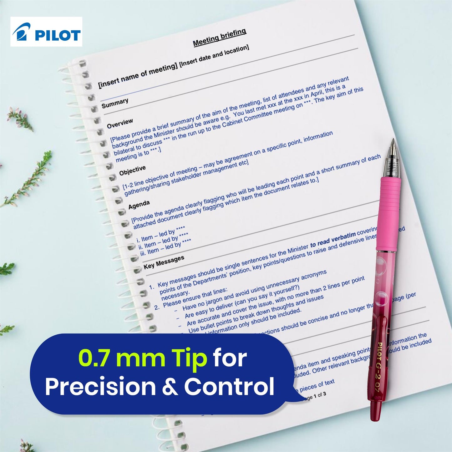 Pilot G2-07 Gel Pen Bubble Pink Pack of 12 Blue Gel Ink 0.7mm Ergonomic Grip