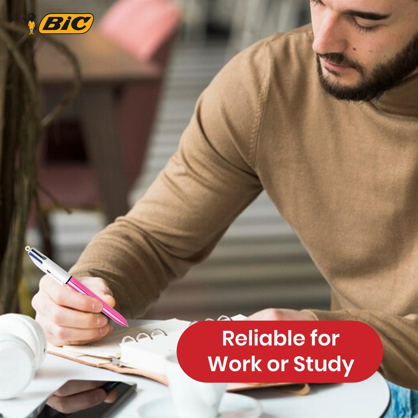 BIC 4 Colours Shine Multicolour Pen - 4 in One Biro for Students