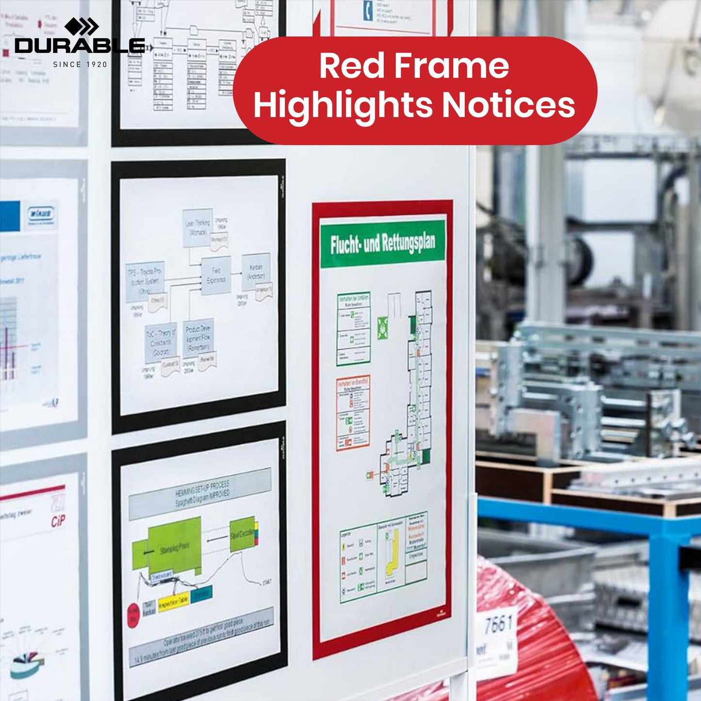 Durable Magnetic Frame 5 Pcs Metal Display Holders, Red A4 Wall Mount Holders for Posters