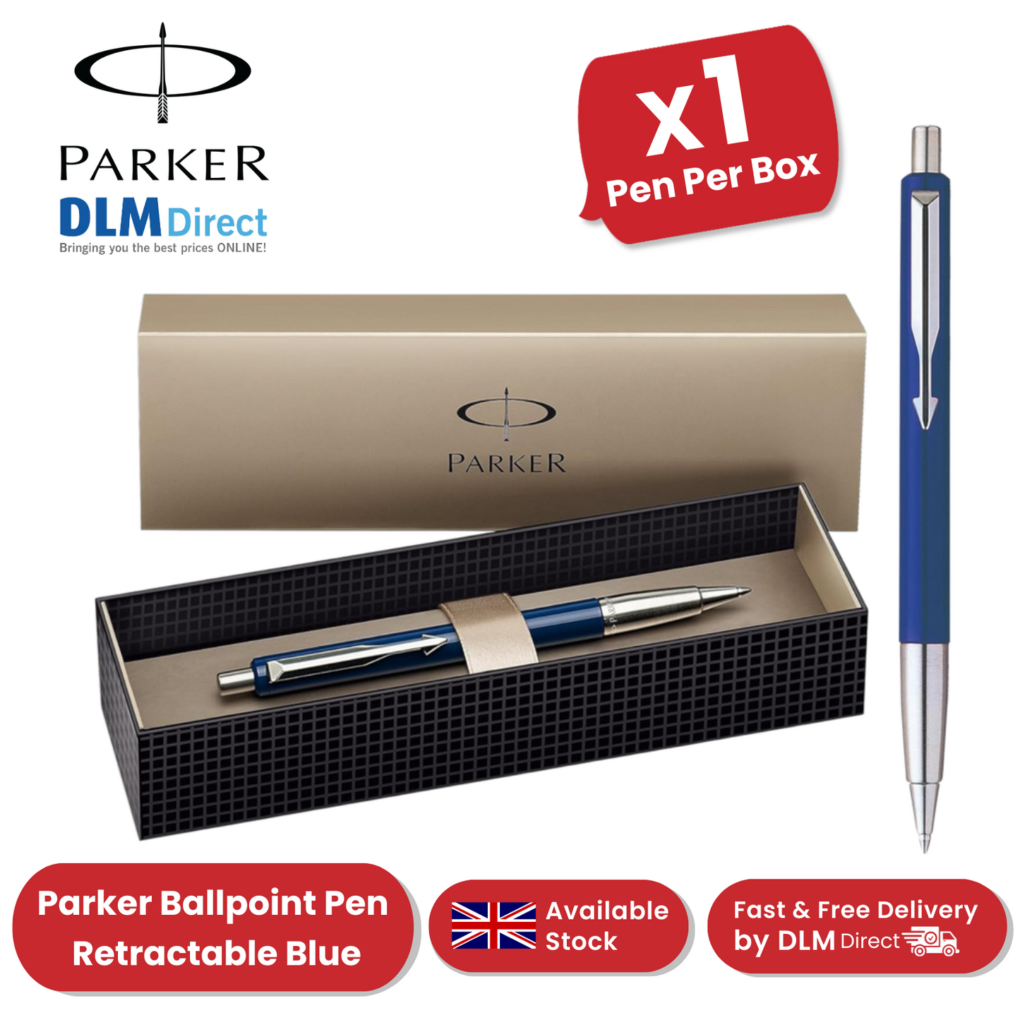 PARKER VECTOR BLUE BALLPOINT MEDIUM NIB BLUE INK - Pack of 1 to 5