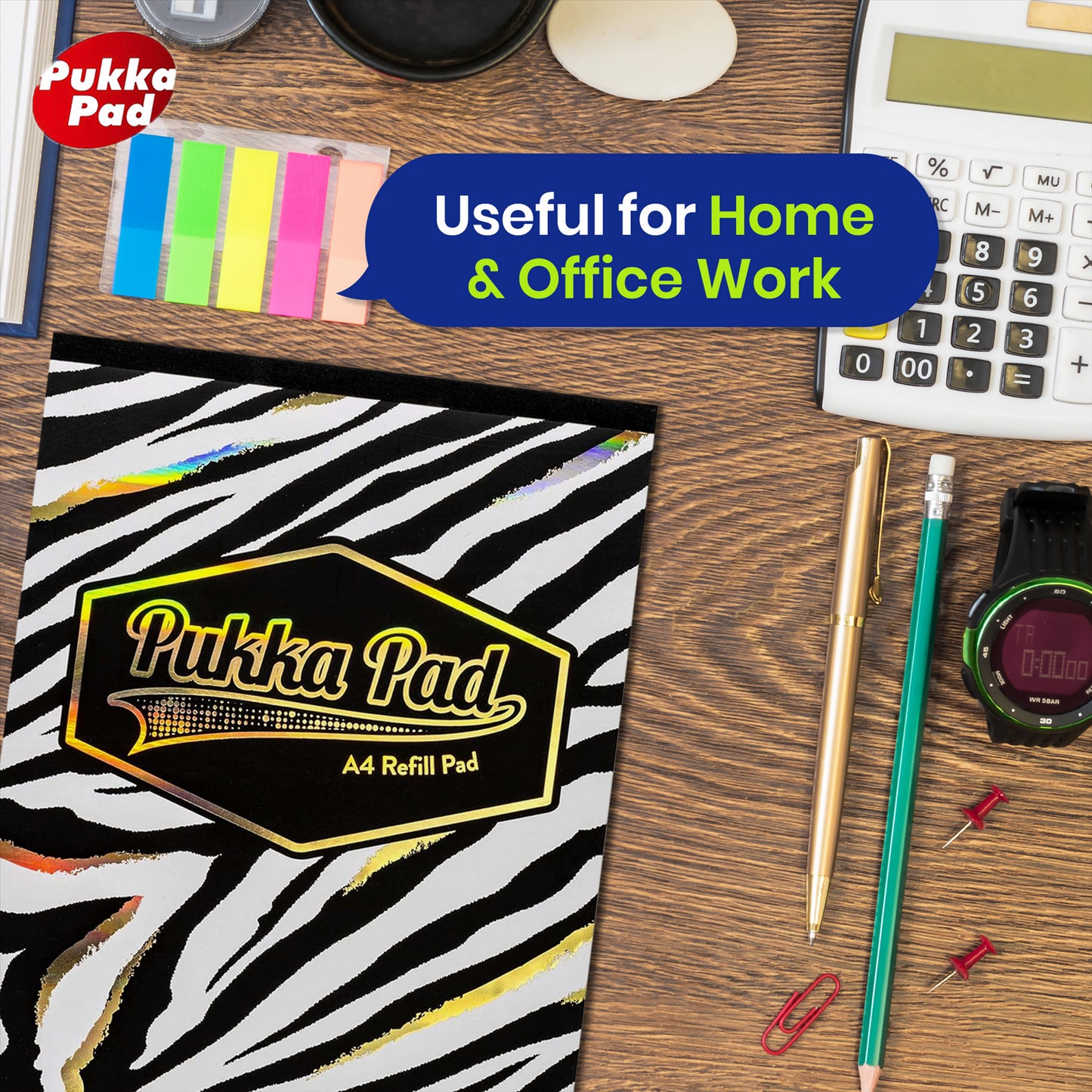 Pukka Pad A4 Refill Notepad –2 Pack Zebra & Leopard Print Writing Pad For Work Projects