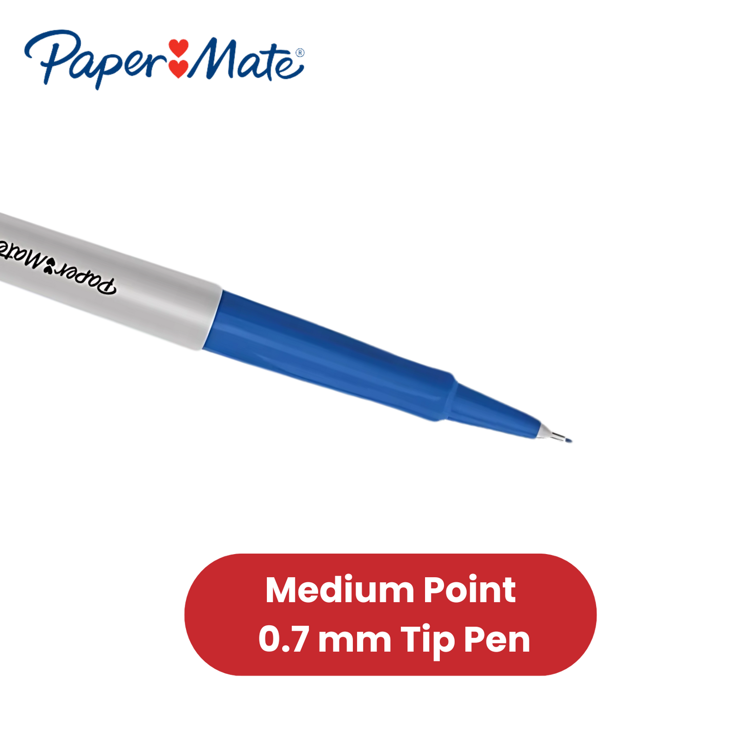 Paper Mate Flair Blue Felt Tip Pens 12 Pack, Medium Point 0.7 mm, Low Bleed