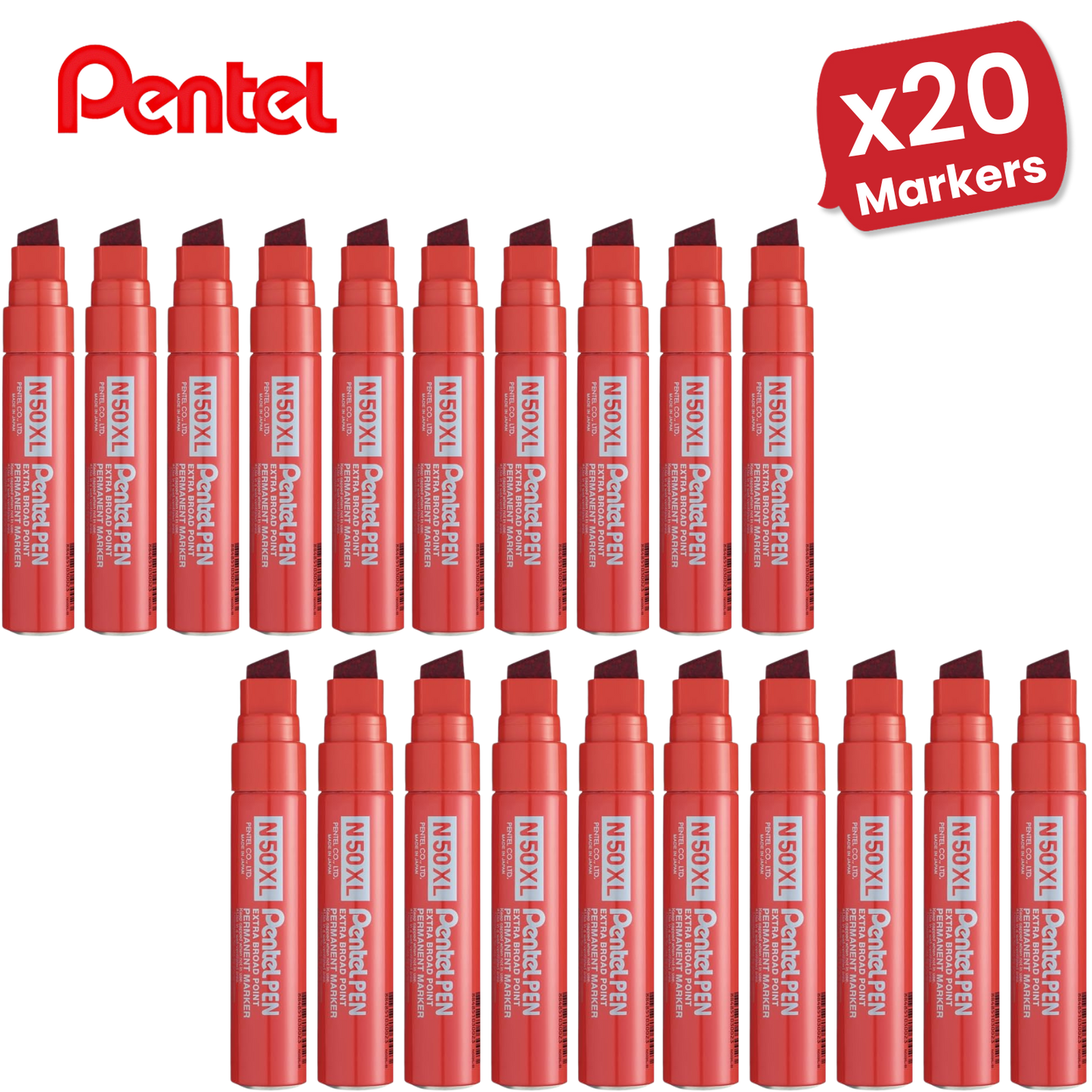 PENTEL N50XL PERMANENT MARKER RED - Single Pen