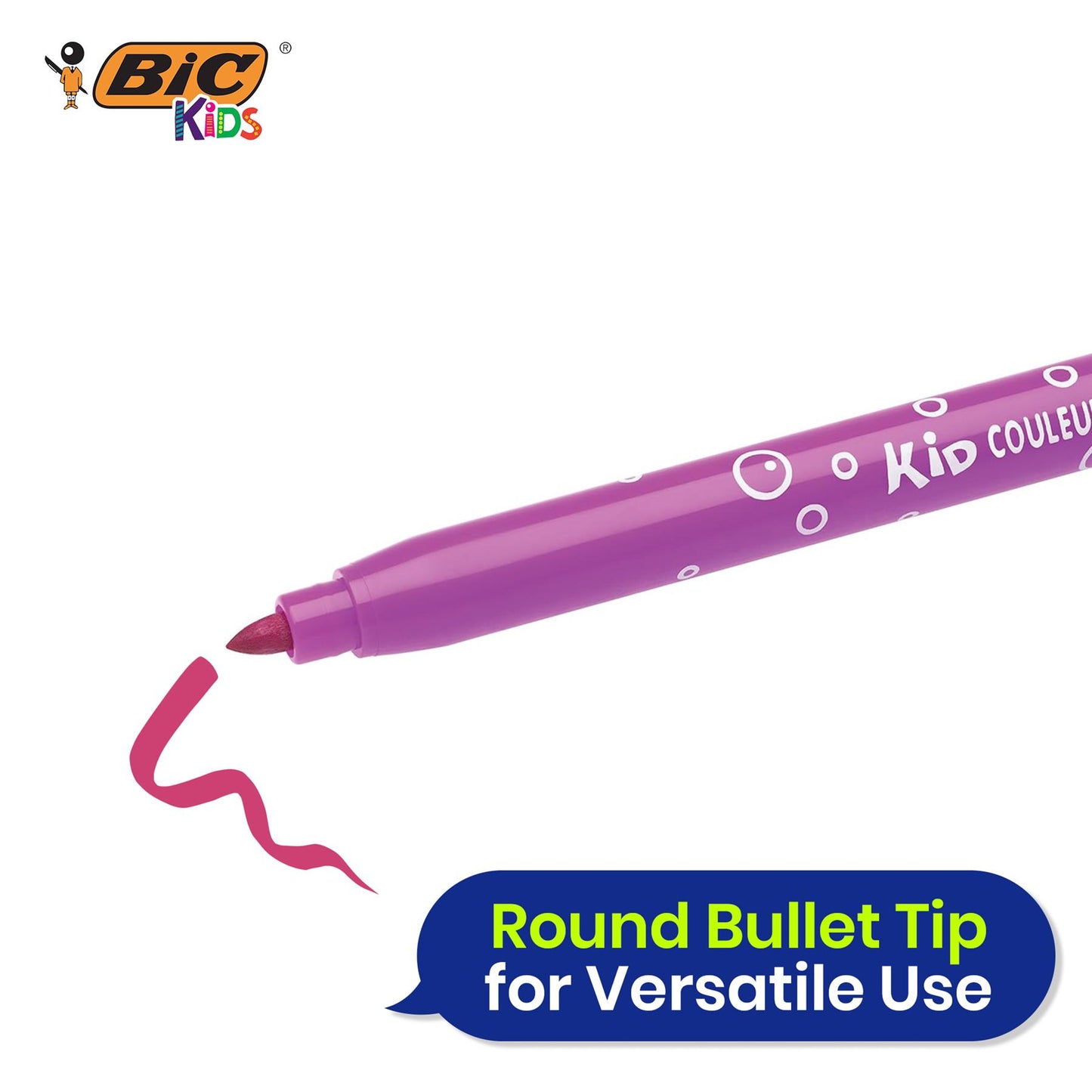 BIC Kids Kid Couleur Felt Medium Blocked Tip Colouring Pens - Pack of 12