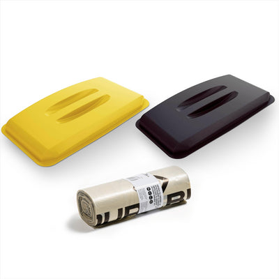 DURABIN 60L Yellow and Black Lids and 25x 110L Recycled Bin Bags Set