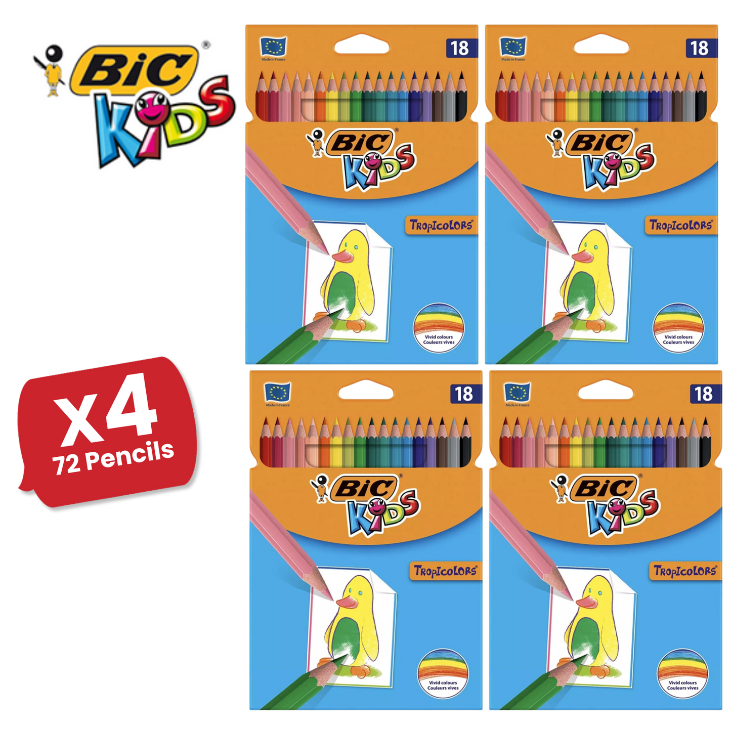 BIC Kids Tropicolors 2 Colouring Pencils Assorted - Pack of 18 - 1 to 5 Packs