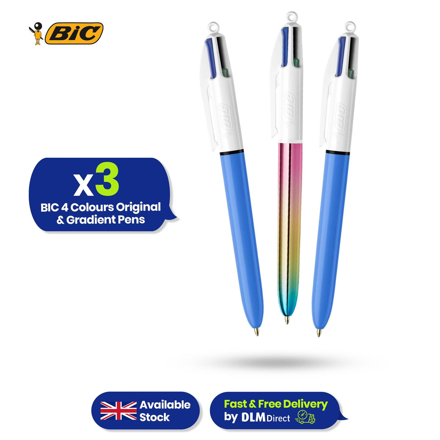 BIC Ball Point Pen 1.0mm Medium Tip Biro Coloured Ink  for Office Home School