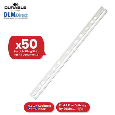 Durable A4 Filing Strip - 50 White Plastic Strips for Easy Document Filing in Folders & Binders