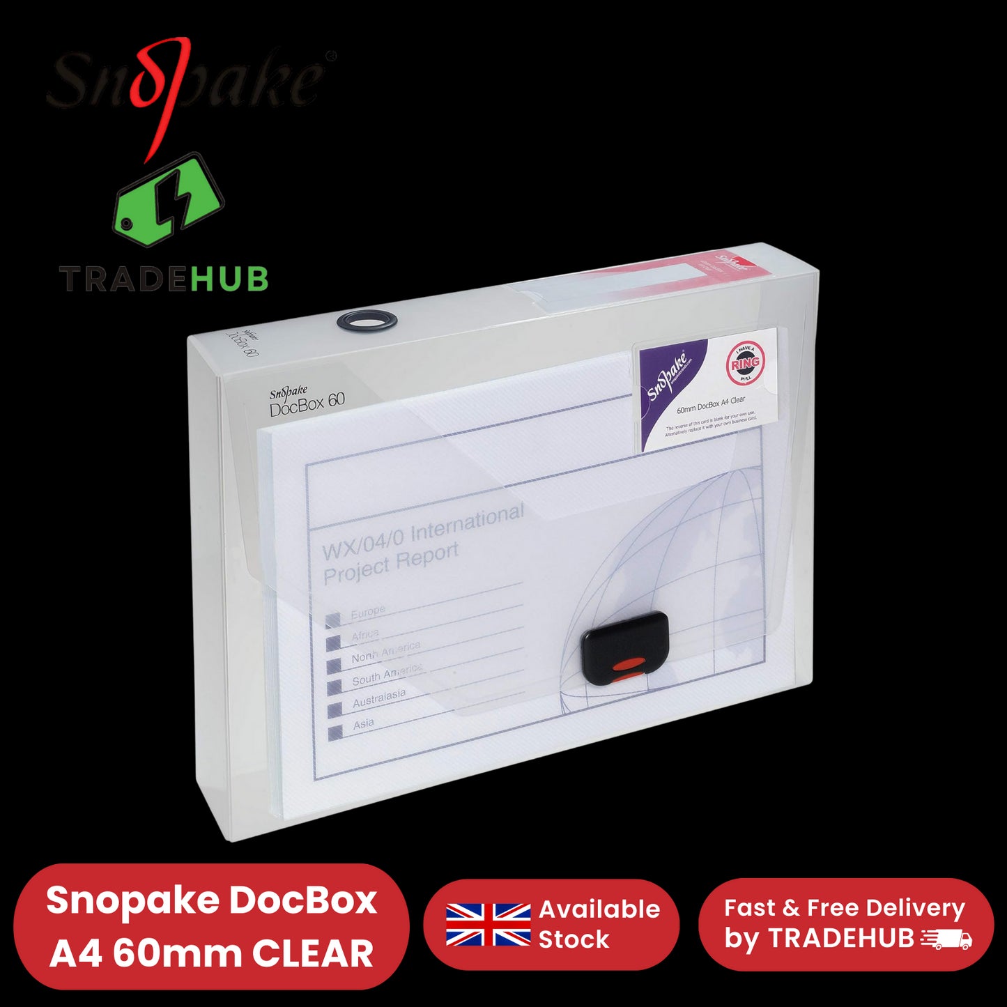 Snopake DocBox A4 60mm Clear for Secure Document Storage and Organization x1