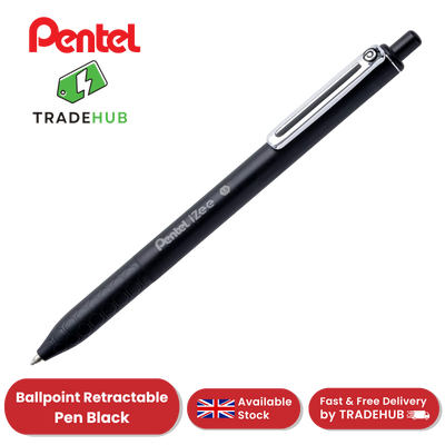 Pentel iZee Retractable Ballpoint Pen, Black Ink Smooth Writing for Home, Office