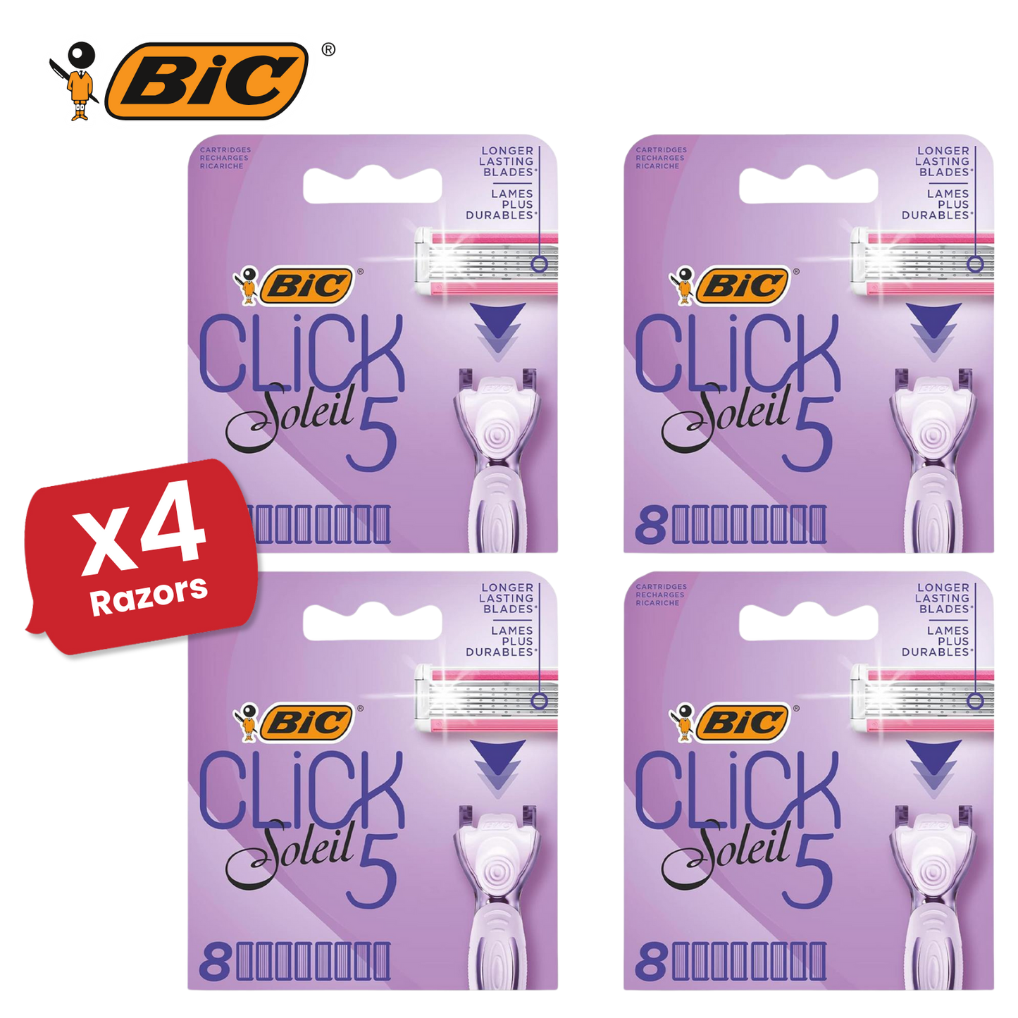 BIC Click 5 Soleil Sensitive Razor 8 Refill for Comfort Shave