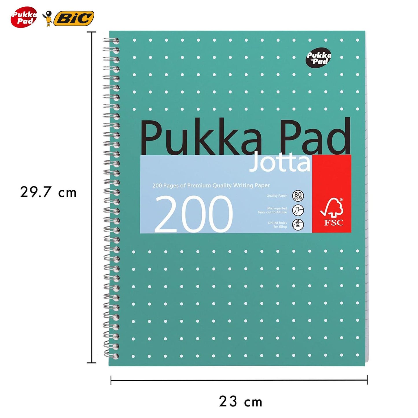 Pukka Pad A4 Jotta Book 3 Pack with BIC Cristal Fun Turquoise Pens 20 Pack 1.6mm