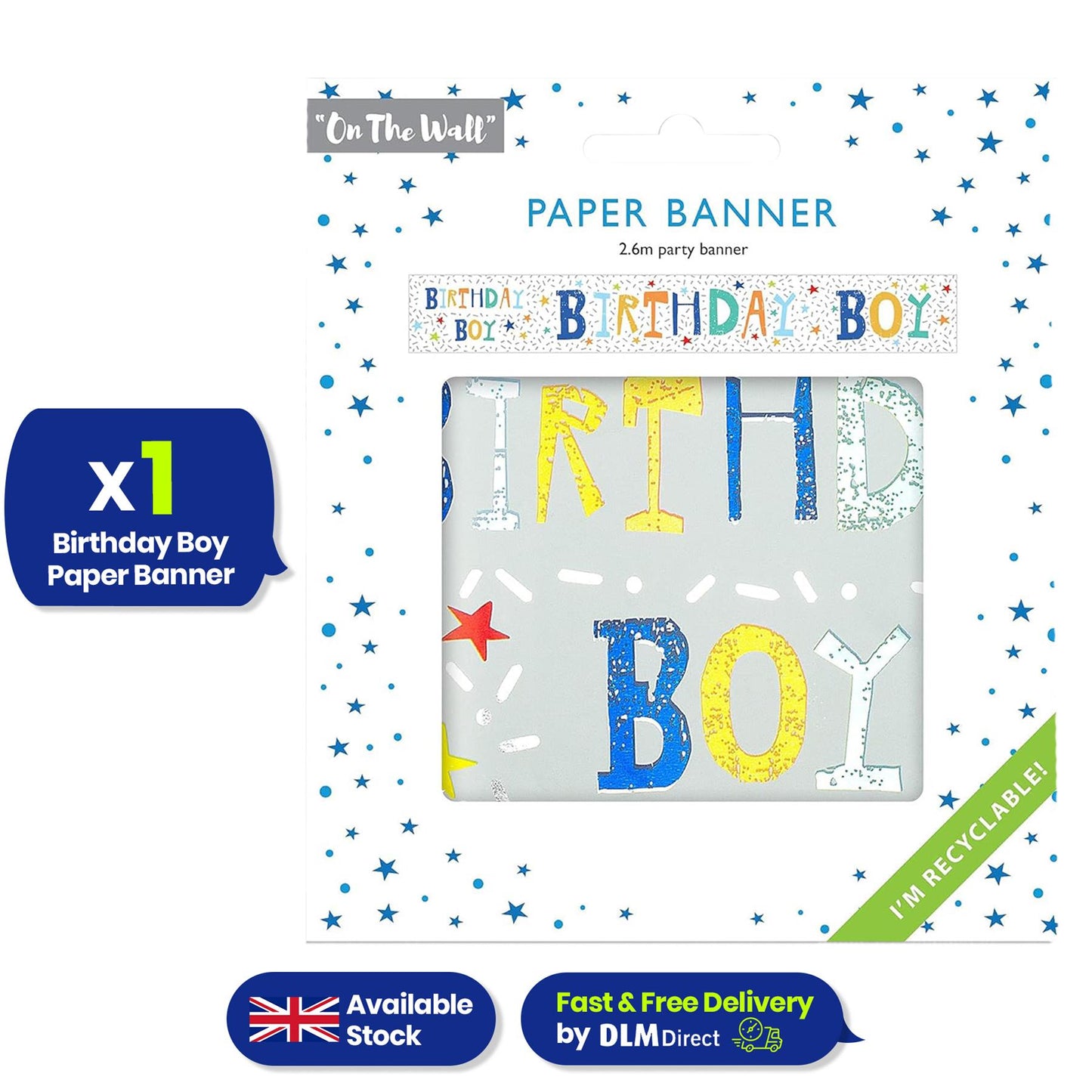 Birthday Boy Recyclable Paper Banner - 2.6m