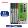 Zebra Whiteboard Pens 4 Pack with 2mm Bullet Tip and Magnetic Eraser for Daily Use
