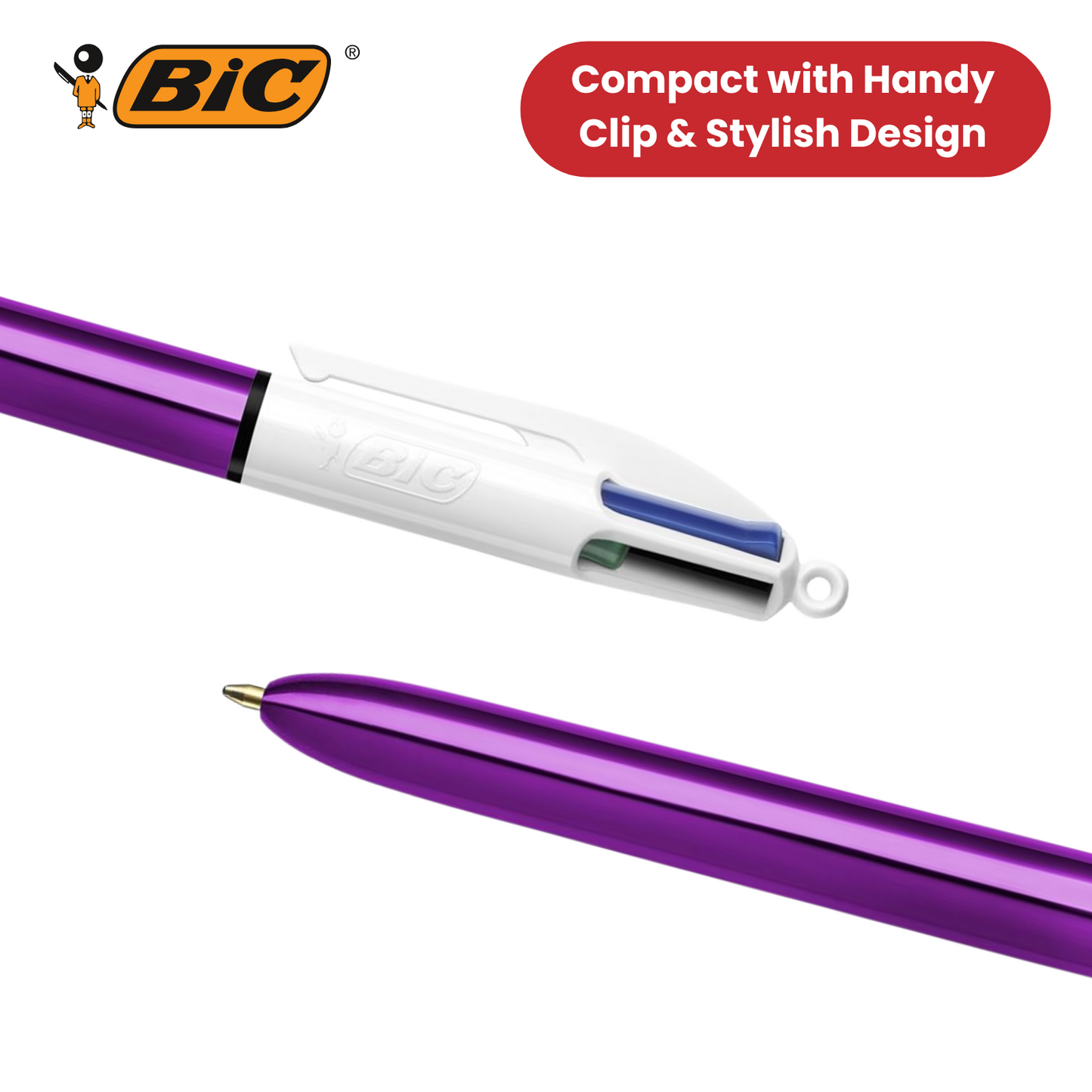 Bic 4 Colour Shine - Purple - Pack of 12