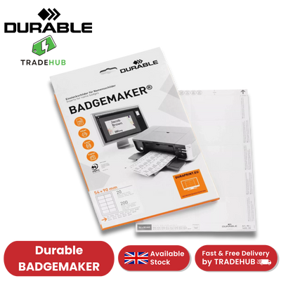 DDurable BADGEMAKER Inserts 54 x 90 mm - Pack of 200 Inserts - White - 1 to 5