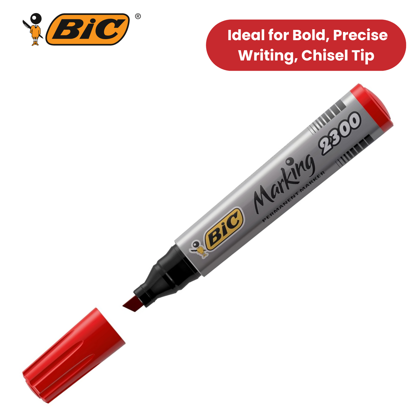 BIC Marking 2300 ECOlutions Permanent Chisel Tip Markers Red - Box of 12