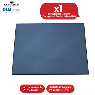 Durable Dark Blue Desk Mat - PVC Non Slip Desk Cover, Transparent Overlay Laptop Mat for Office & School