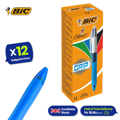BIC 4 Colours Extra-Comfort Grip - Medium Point (1.0 mm) - Box of 12