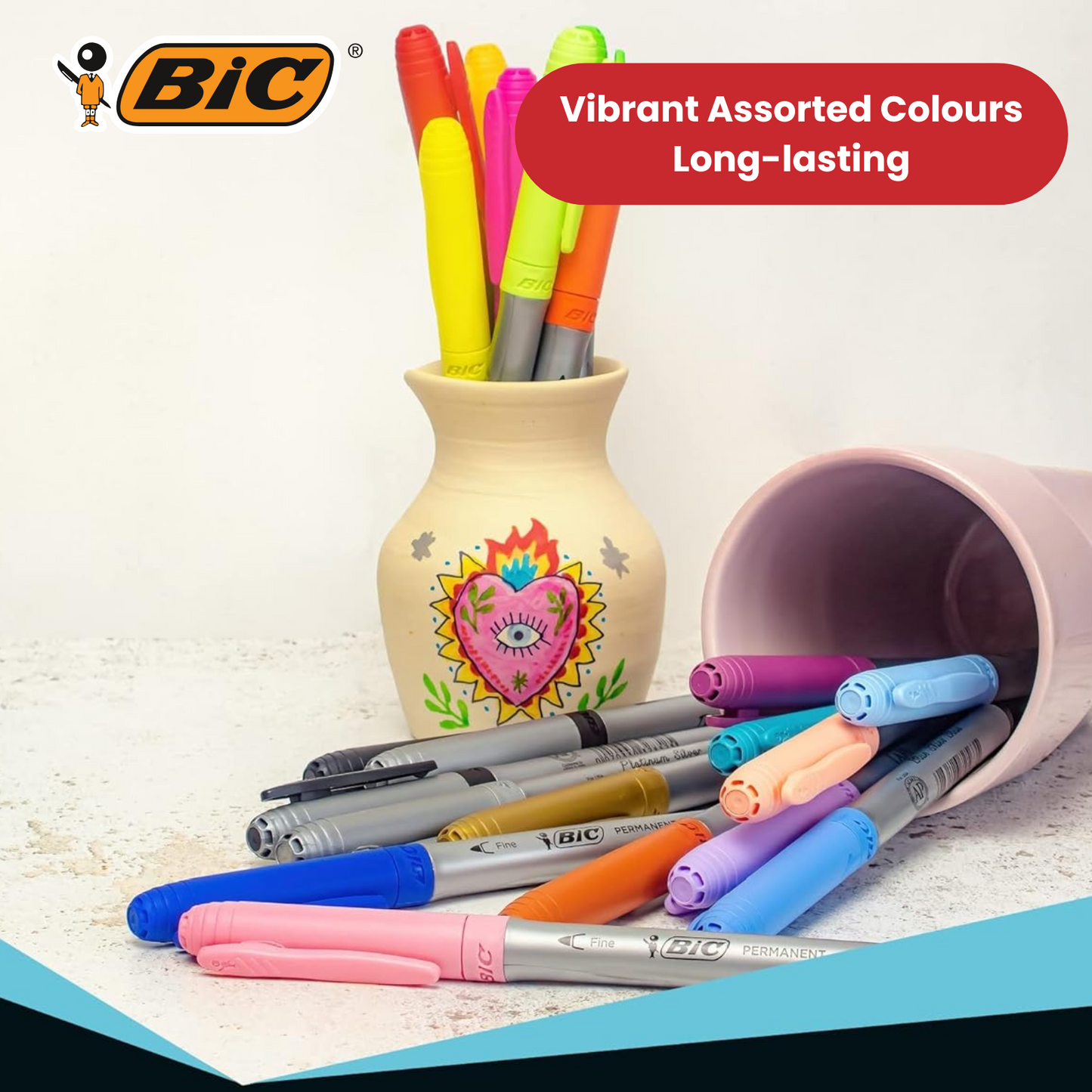 Bic Permanent Markers Fine Colour Intense Assorted Pack 1 to 5