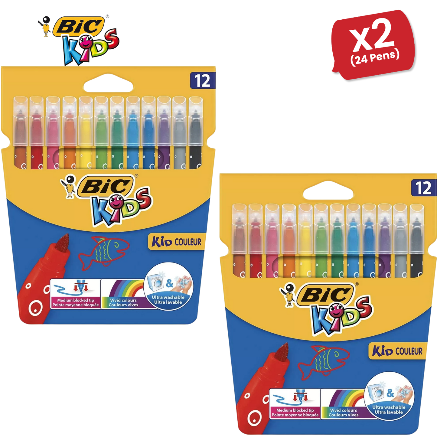 BIC Kids Kid Couleur Baby Colouring Pens Assorted - Pack of 12