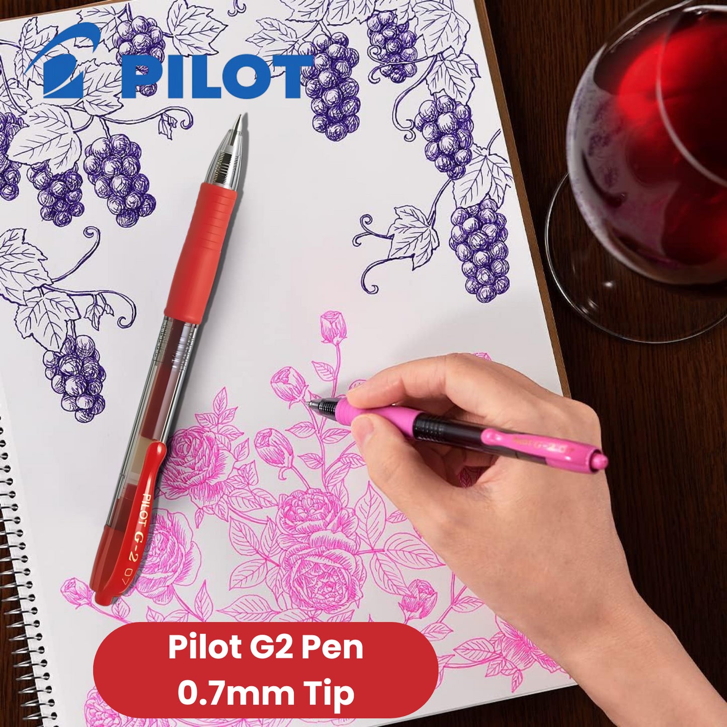Pilot G207 Retractable Gel Rollerball 0.7mm Tip Smooth Single - Multi Pens Red