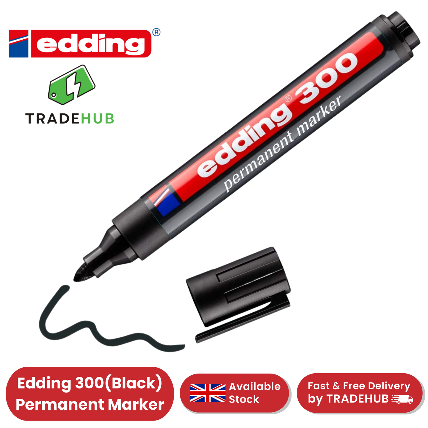 Edding 300 Permanent Marker Bullet 1.5-3mm Black - Single - 1 to 30 Packs
