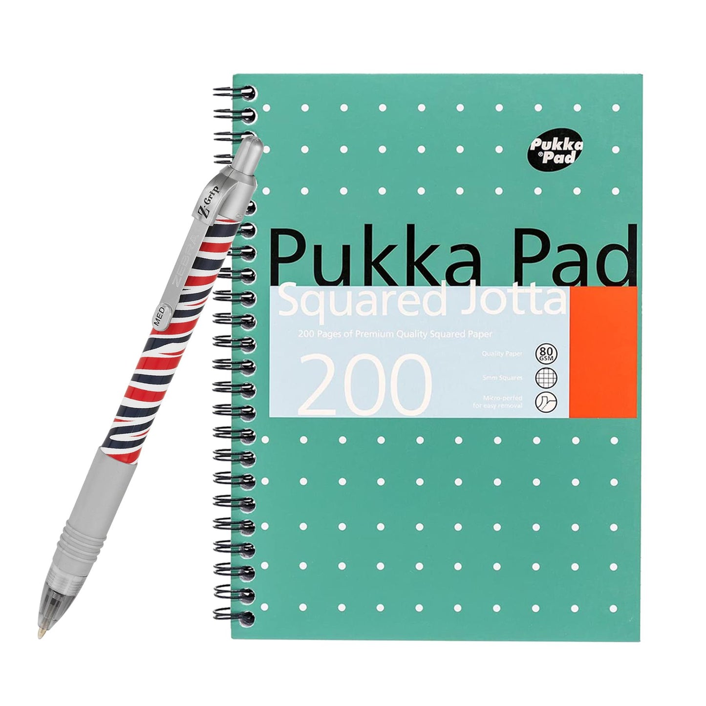 Pukka Pad A5 Squared Jotta Book, 200 Pages Wirebound Grid, Perforated