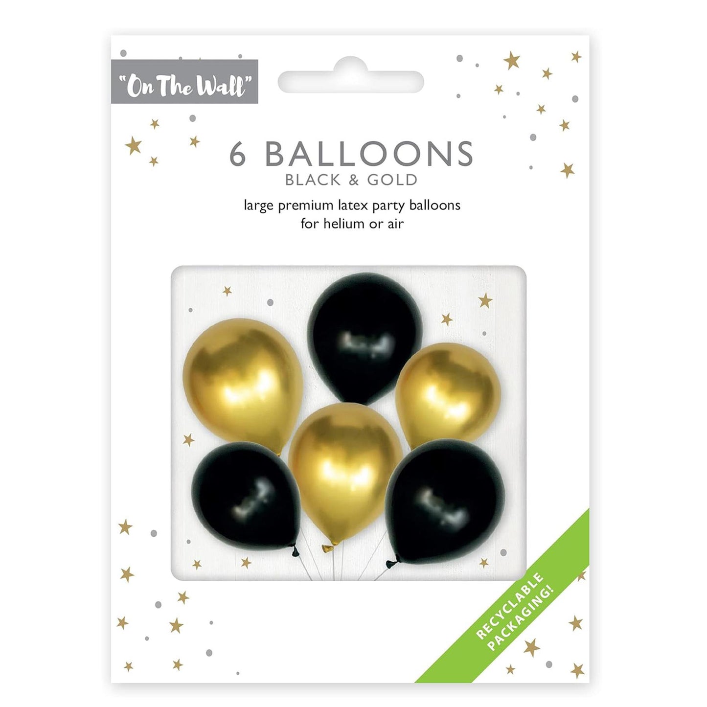 Black and Gold Balloons 12 Inch Pack of 6 Latex Party Balloons for Elegant Decorations