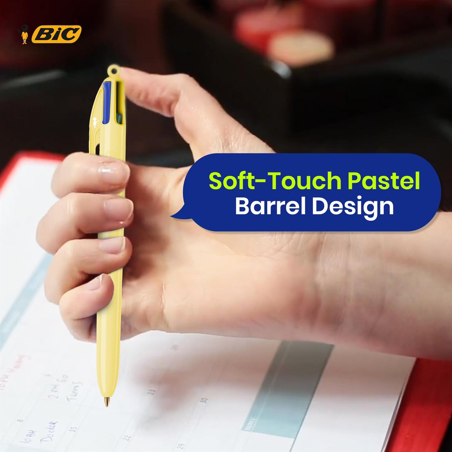 BIC 4-Colour Pastel Pens Pack of 6 Retractable Medium Points for Office School Home