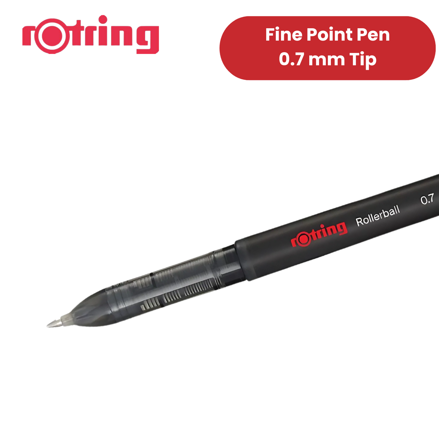 rOtring Rollerball Pen Fine Point 0.7mm - Black Ink, Smooth & Precise Writing