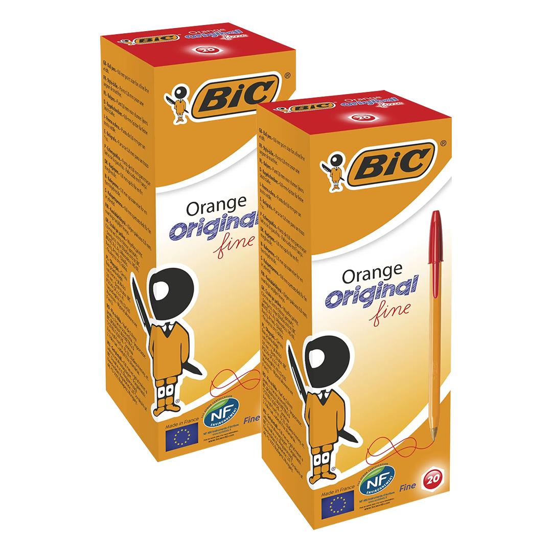 Bic Orange Ball Pen Fine Red Pk20