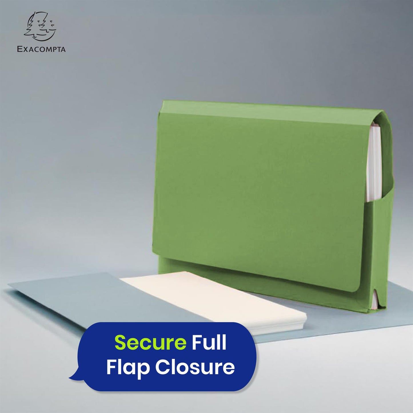 Exacompta Guildhall Full Flap Pocket Wallet, Durable 315gsm Manilla Folder Foolscap, 50 Pack (Green)
