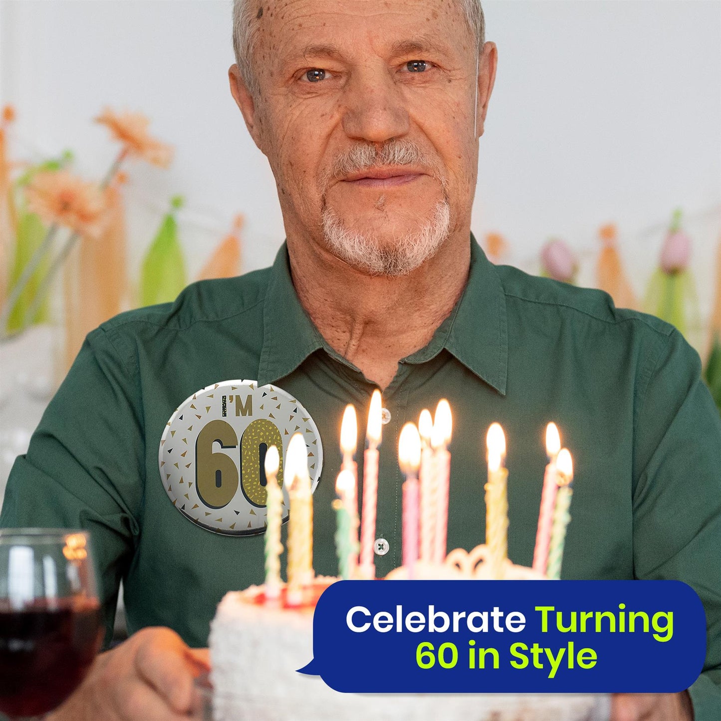 Silver 60th Birthday Badge 8.5cm Age Badge for Party Outfit and Celebrations