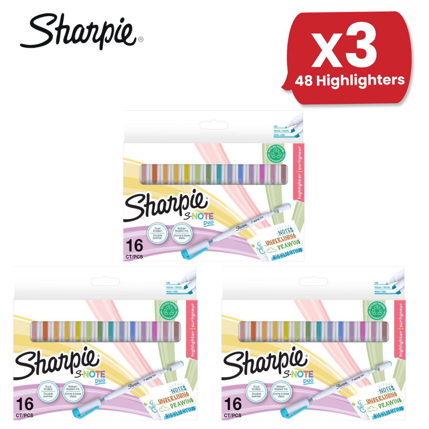 Sharpie S Note Duo Twin Tip Asst PK16