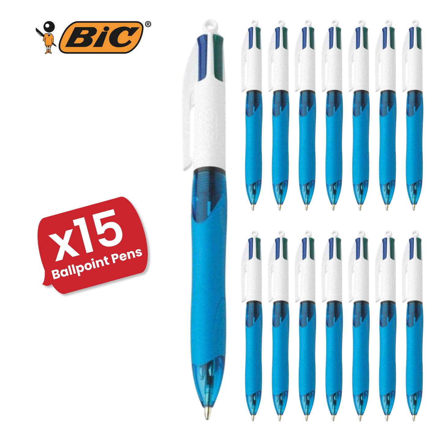 BIC 4 Colours Extra-Comfort Grip - Single Pen - 3 to 24