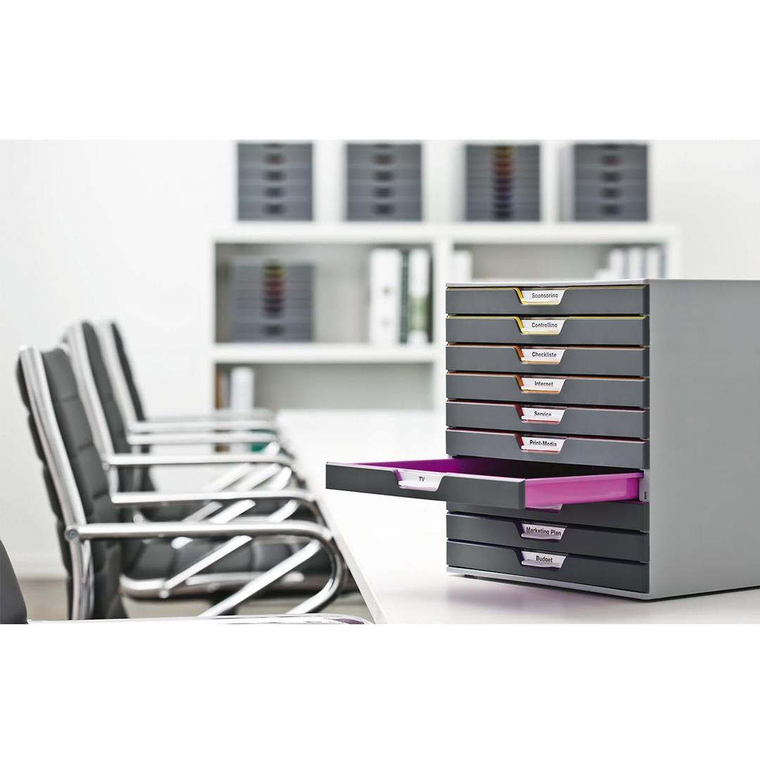 Durable VARICOLOR 10 Drawer Unit, Desktop Drawer Set with 10 Colour Coded Draws, Ideal for Storing Documents and Paper Work